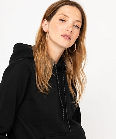 sweat a capuche interieur molletonne femme noir sweatsE585501_2