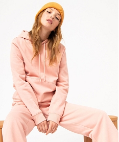 GEMO Sweat à capuche intérieur molletonné femme Rose