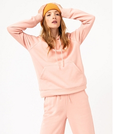 sweat a capuche interieur molletonne femme rose sweatsE585601_2