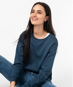 sweat en molleton coupe loose uni femme bleu sweatsE585901_1