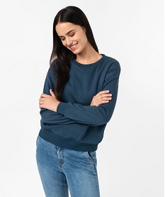 sweat en molleton coupe loose uni femme bleuE585901_2