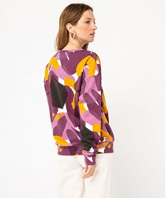 sweat imprime a col rond femme violet sweatsE586001_3