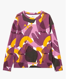 sweat imprime a col rond femme violet sweatsE586001_4