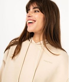 sweat a capuche coupe courte femme beige sweatsE586401_2