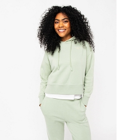 sweat a capuche coupe courte femme vert sweatsE586501_1