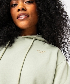 sweat a capuche coupe courte femme vert sweatsE586501_2