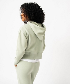 sweat a capuche coupe courte femme vert sweatsE586501_3
