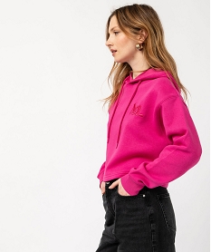 GEMO Sweat à capuche court pour femme rose standard