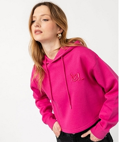 sweat a capuche court pour femme rose sweatsE586701_2
