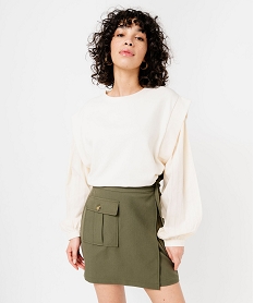 GEMO Sweat avec manches chemise femme blanc chine