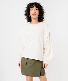 sweat avec manches chemise femme beige sweatsE586801_2