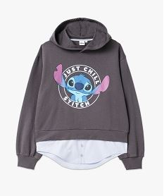 sweat a capuche avec motif stitch et bas chemise femme - disney gris sweatsE586901_4