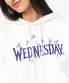 sweat a capuche molletonne avec motifs et broderie femme - wednesday beigeE587301_2