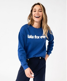 sweat molletonne avec inscription sur le buste femme - lulucastagnette bleuE587601_2