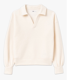 sweat molletonne a col polo femme beige sweatsE588101_4