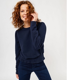 sweat blousant a manches ballon femme bleu sweatsE588301_1