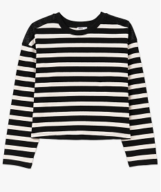 sweat raye ample et court avec strass sur les epaules femme noir sweatsE588401_4