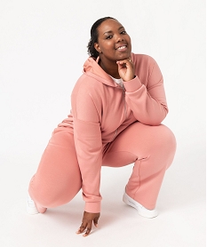 GEMO Sweat à capuche zippé femme grande taille Rose