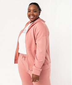 sweat a capuche zippe femme grande taille rose sweatsE588601_2