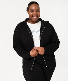 sweat a capuche zippe femme grande taille noir sweatsE588701_2