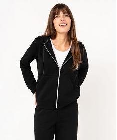 sweat zippe a capuche femme noir sweatsE588801_1
