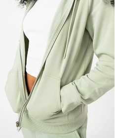sweat zippe a capuche femme vert sweatsE588901_2