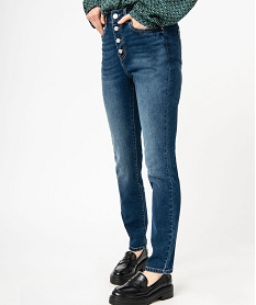 jean skinny extensible taille haute femme bleuE589601_1