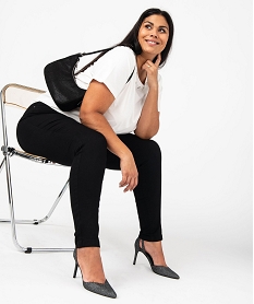 GEMO Jegging à large ceinture élastique et taille normale femme grande taille noir standard