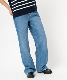 GEMO Jean wide leg taille haute femme Bleu