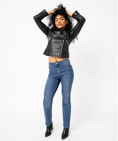 GEMO Jean Regular taille haute femme Bleu