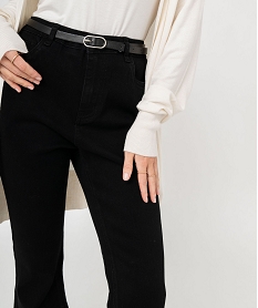 jean bootcut taille haute avec fine ceinture femme noir taille hauteE591901_2