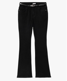 jean bootcut taille haute avec fine ceinture femme noir taille hauteE591901_4