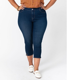 GEMO Pantacourt en jean stretch coupe slim taille normale femme grande taille Bleu