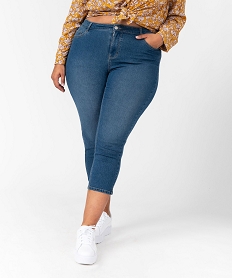 GEMO Pantacourt en jean stretch coupe slim taille normale femme grande taille Bleu