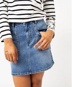 jupe en jean stretch coupe trapeze femme bleu jupes en jeanE593701_2