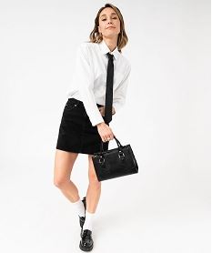 jupe en jean courte coupe trapeze femme noir jupes en jeanE594101_4