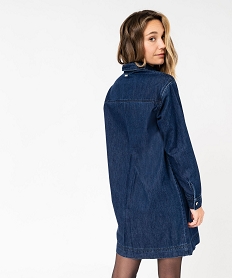 robe chemise en jean a manches longues femme - lulucastagnette bleu robes chemisesE594301_3