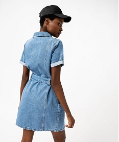 robe en jean a manches courtes femme bleu robesE594401_3