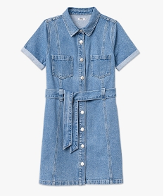 robe en jean a manches courtes femme bleu robesE594401_4