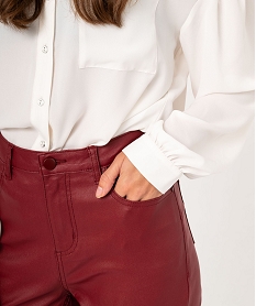 pantalon skinny enduit push-up taille haute femme rouge pantalonsE594701_2