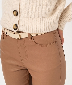 pantalon skinny enduit push-up taille haute femme brun pantalonsE594801_2