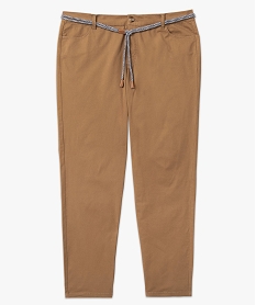 pantalon en toile avec ceinture en corde femme grande taille brun pantalonsE595701_4
