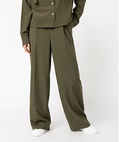 GEMO Pantalon de tailleur large et souple femme kaki standard