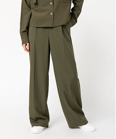 GEMO Pantalon de tailleur large et souple femme Vert