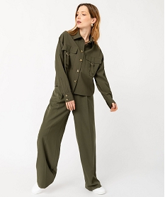 pantalon de tailleur large et souple femme vert pantalonsE596101_4