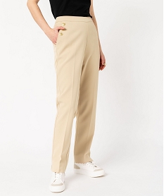 pantalon avec boutons sur les hanches femme beige pantalonsE596301_1