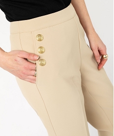 pantalon avec boutons sur les hanches femme beige pantalonsE596301_2