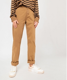 GEMO Pantalon chino coupe regular femme marron vif