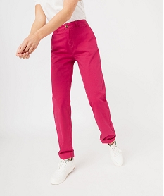 GEMO Pantalon chino coupe regular femme rose vif