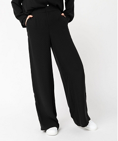 GEMO Pantalon fluide à micro motifs ton sur ton femme noir standard